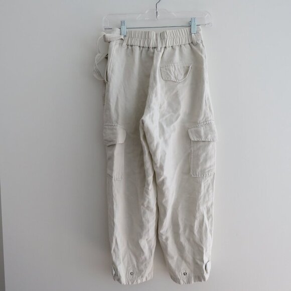 ARITZIA WILFRED Kafka Linen Blend Cropped Cargo Pants in Cream Neutral Size US 0 - Picture 10 of 15